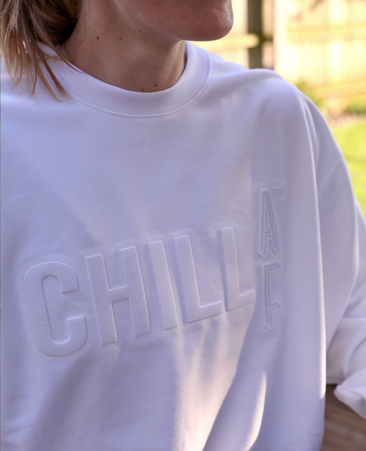 Embossed Crewneck | White